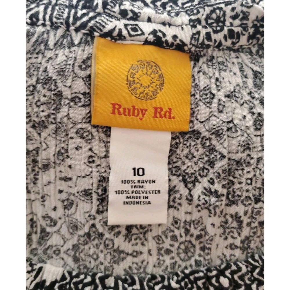 Ruby Rd. Black & White Boho Geometric Womens Top … - image 2